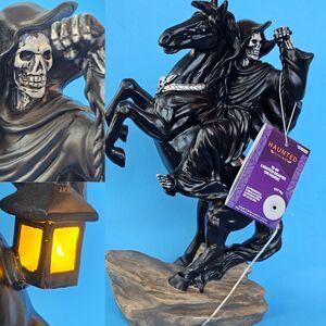 Gemmy Grim Reaper On Horse Lights Up Lantern Halloween Decor Haunted Living 13”